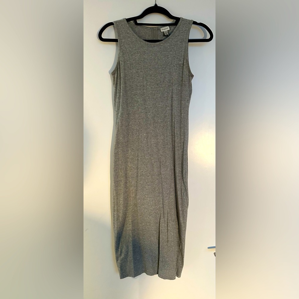 Grey midi cotton and spandex tank dress